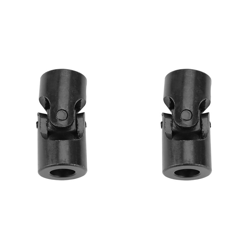 Estink Universal Joint, Pack of 2 Black Metal Shaft Coupling Motor Connector DIY Steering Universal Joint with Screws Replacement for Connecting Model Cars Model Ships Robots, 12 * 24 * 51mm - Image 1